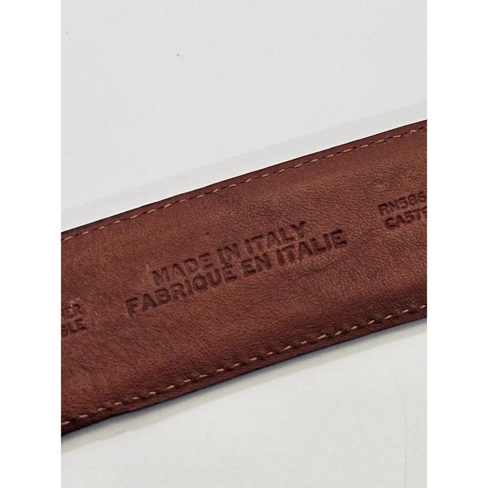 NORDSTROM MEN'S SHOP Men's Size 38 Italian Leather Belt Gunmetal Buckle 1-3/8